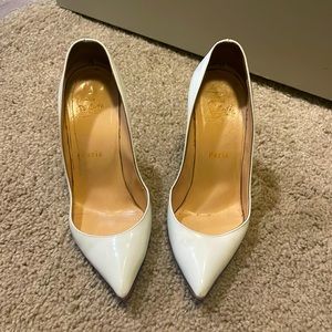 Christian Louboutin white patent pigalle follies, size 37, 100mm